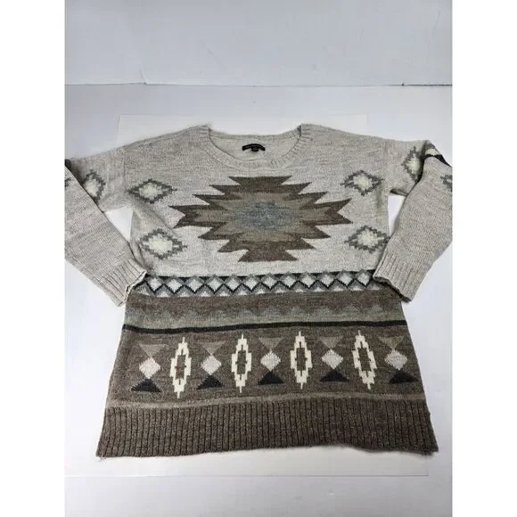 American Eagle Outfitters Sweater S/P Earthy Aztec Boho Retro Hippy Pullover - Picture 1 of 7
